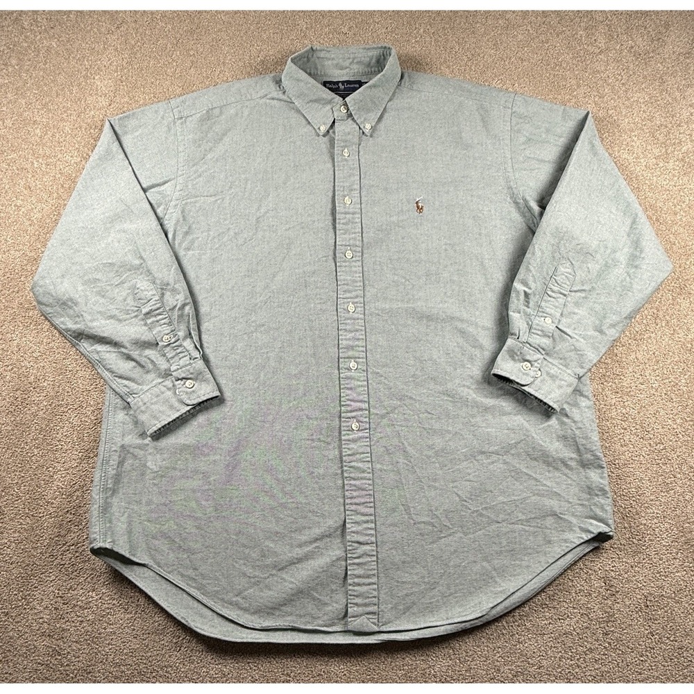 Polo Ralph Lauren Yarmouth Cotton Oxford Long Sleeve Shirt 17 34/35 Green - Picture 2 of 6